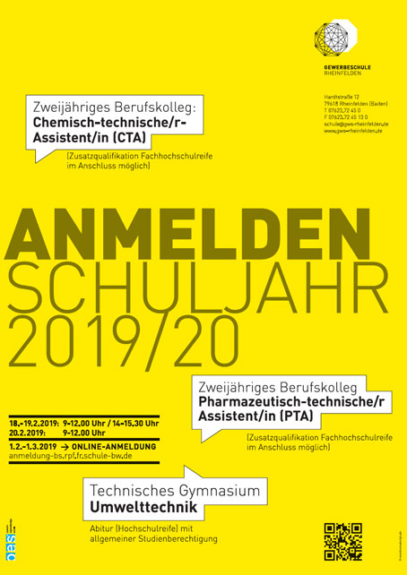 Plakat Gewerbeschule Rheinfelden Anmeldung